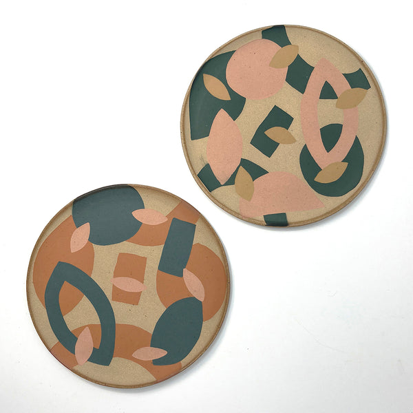 INLAY Plate / Green, Peach, Ochre