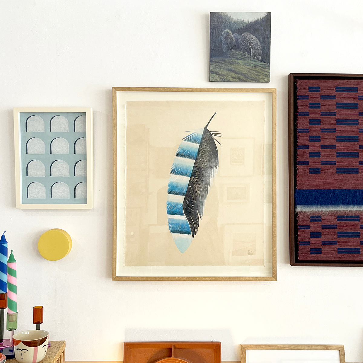 Jay Feather Block Print
