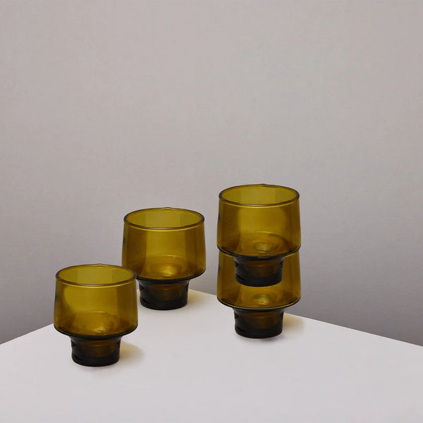 Recycled Glass Tall Wine Glasses Amber