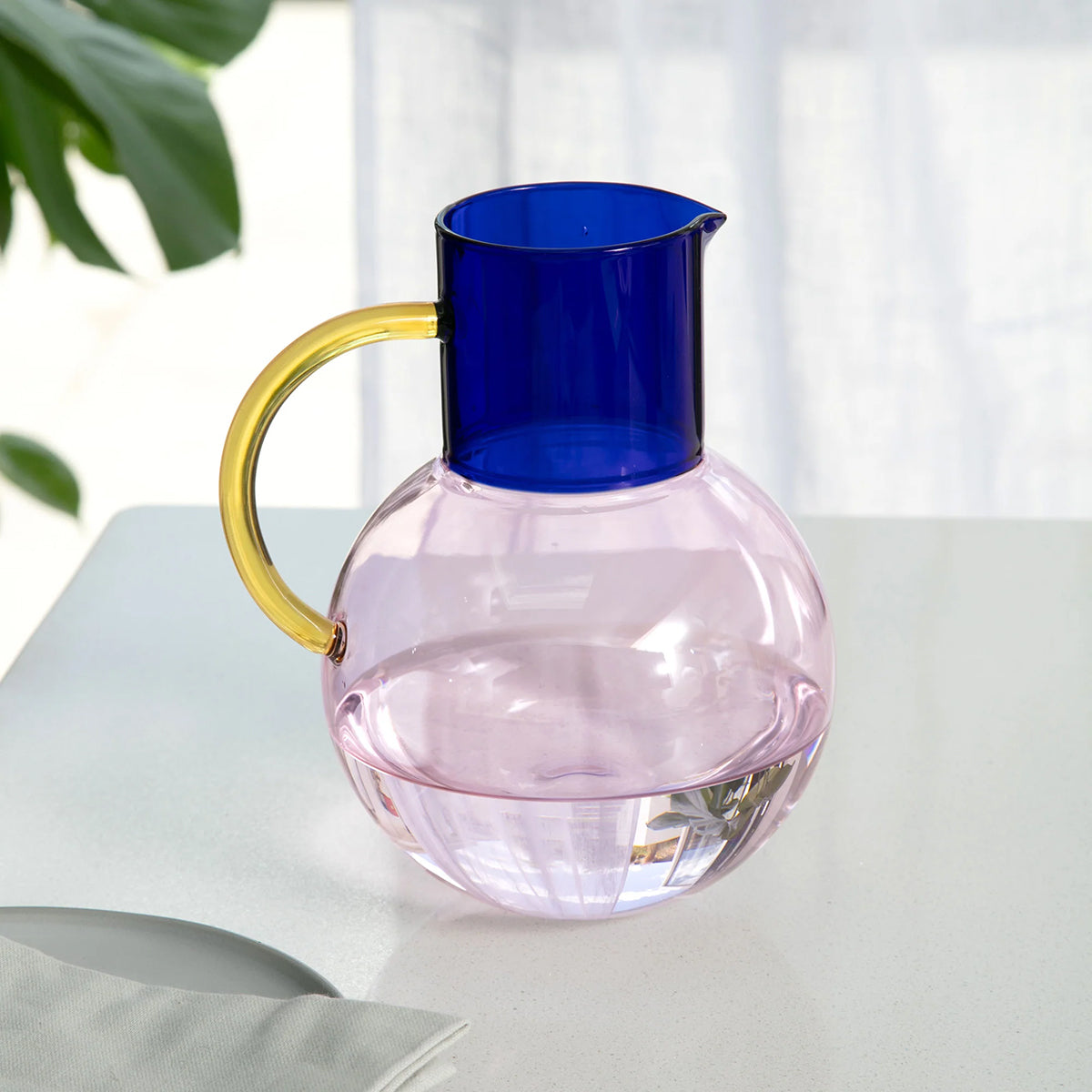 Pablo Glass Jug - Pink/Cobalt