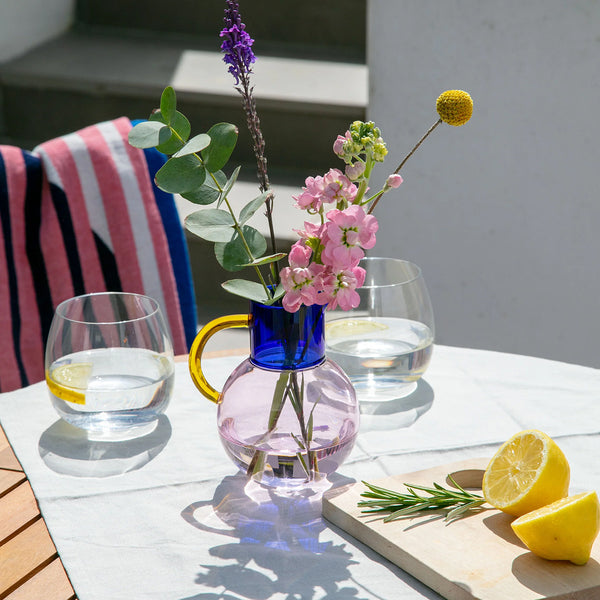 Pablo Glass Jug Small - Pink/Cobalt