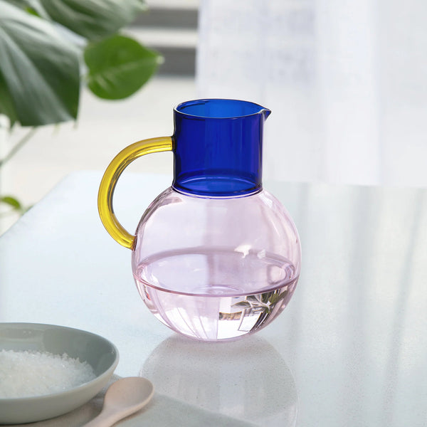 Pablo Glass Jug Small - Pink/Cobalt