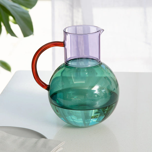 Pablo Glass Jug - Teal/Lilac