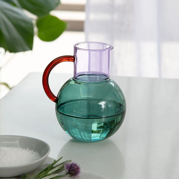 Pablo Glass Jug Small - Teal/Lilac