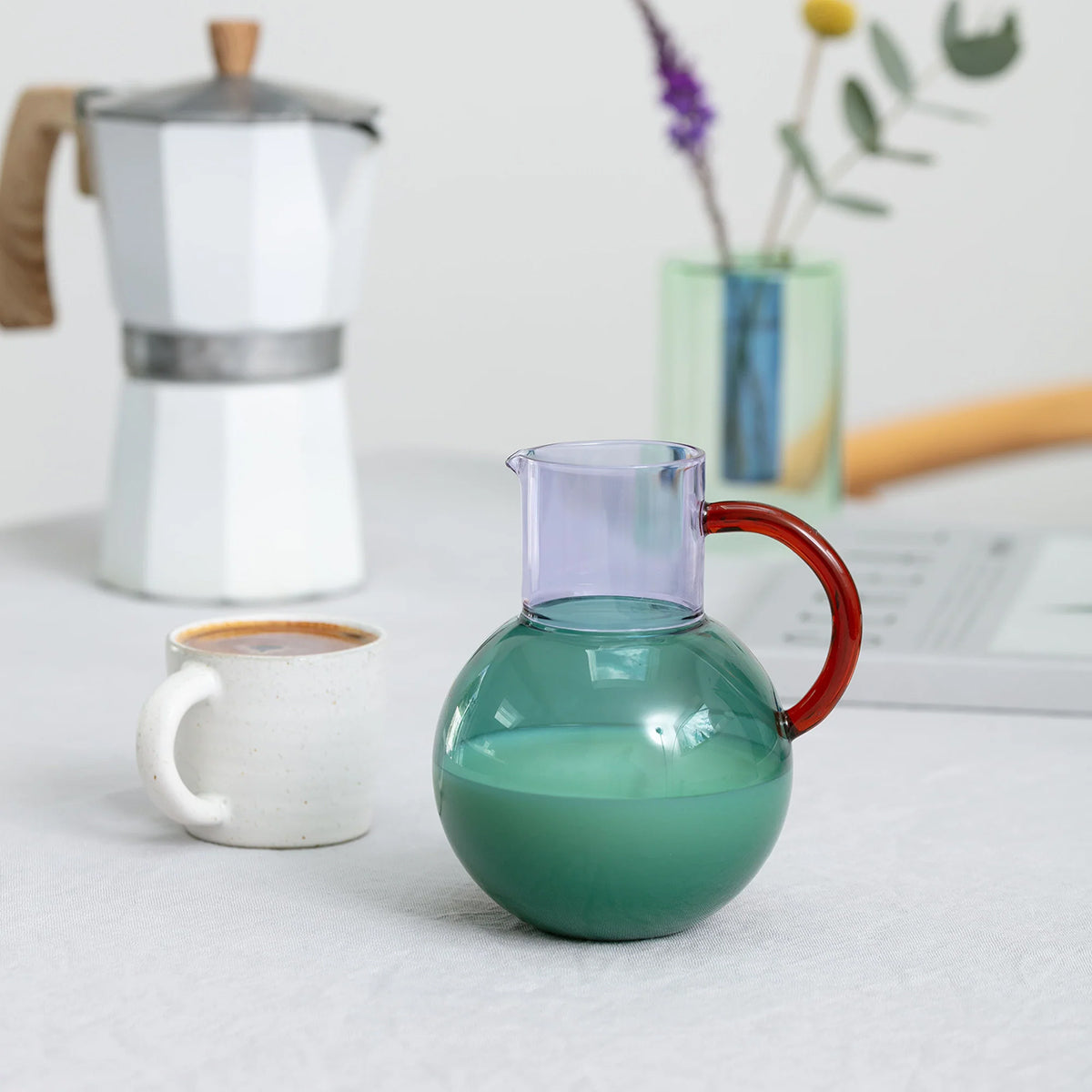 Pablo Glass Jug Small - Teal/Lilac