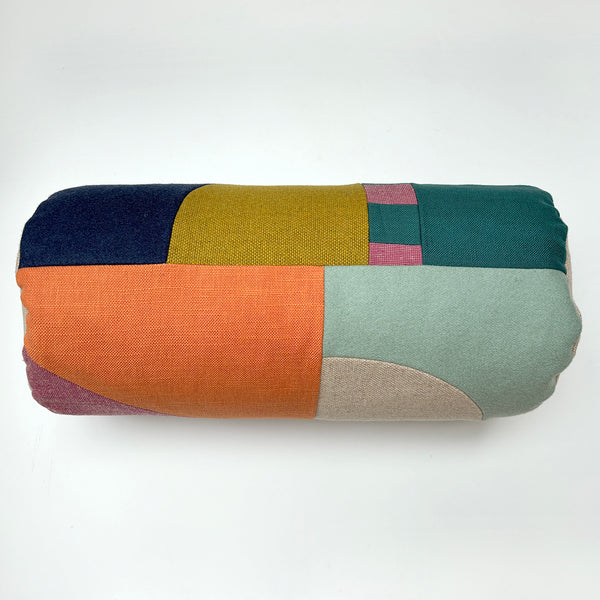 Patchwork Bolster Cushion - Pink/Orange/Mint/Olive/Teal A