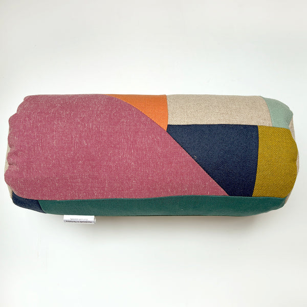 Patchwork Bolster Cushion - Pink/Orange/Mint/Olive/Teal A