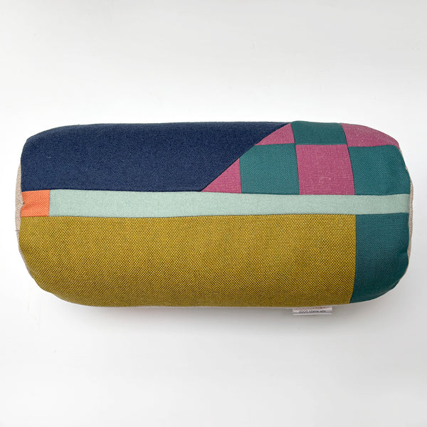 Patchwork Bolster Cushion - Pink/Orange/Mint/Olive/Teal B