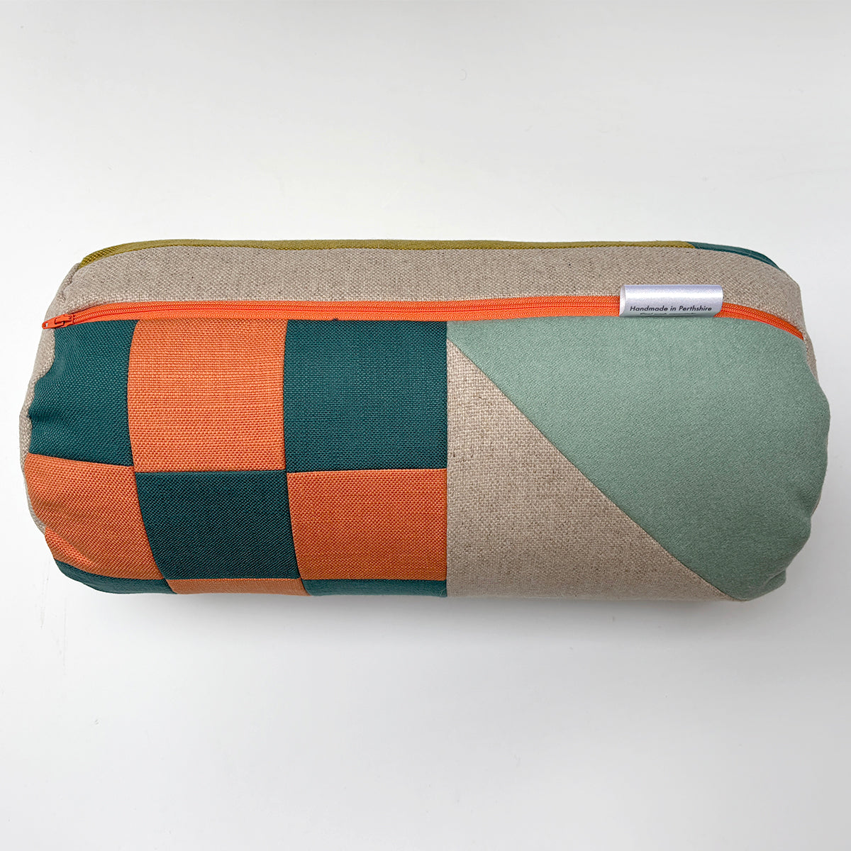 Patchwork Bolster Cushion - Pink/Orange/Mint/Olive/Teal B