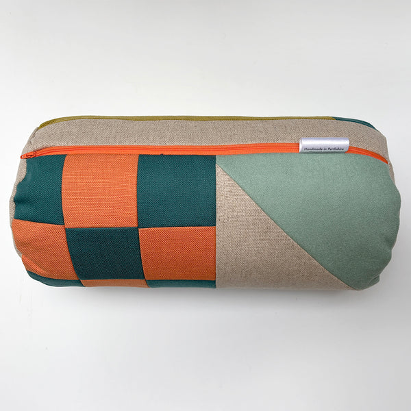 Patchwork Bolster Cushion - Pink/Orange/Mint/Olive/Teal B