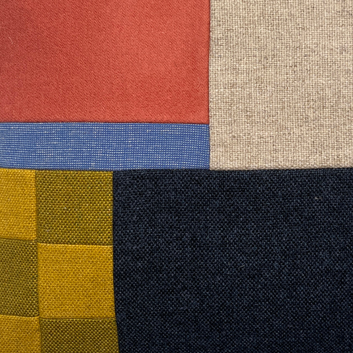 Patchwork Large Cushion - Coral/Mustard/Olive/Blues A