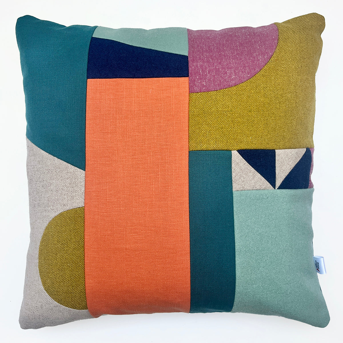 Patchwork Large Cushion - Pink/Orange/Mint/Olive/Teal A
