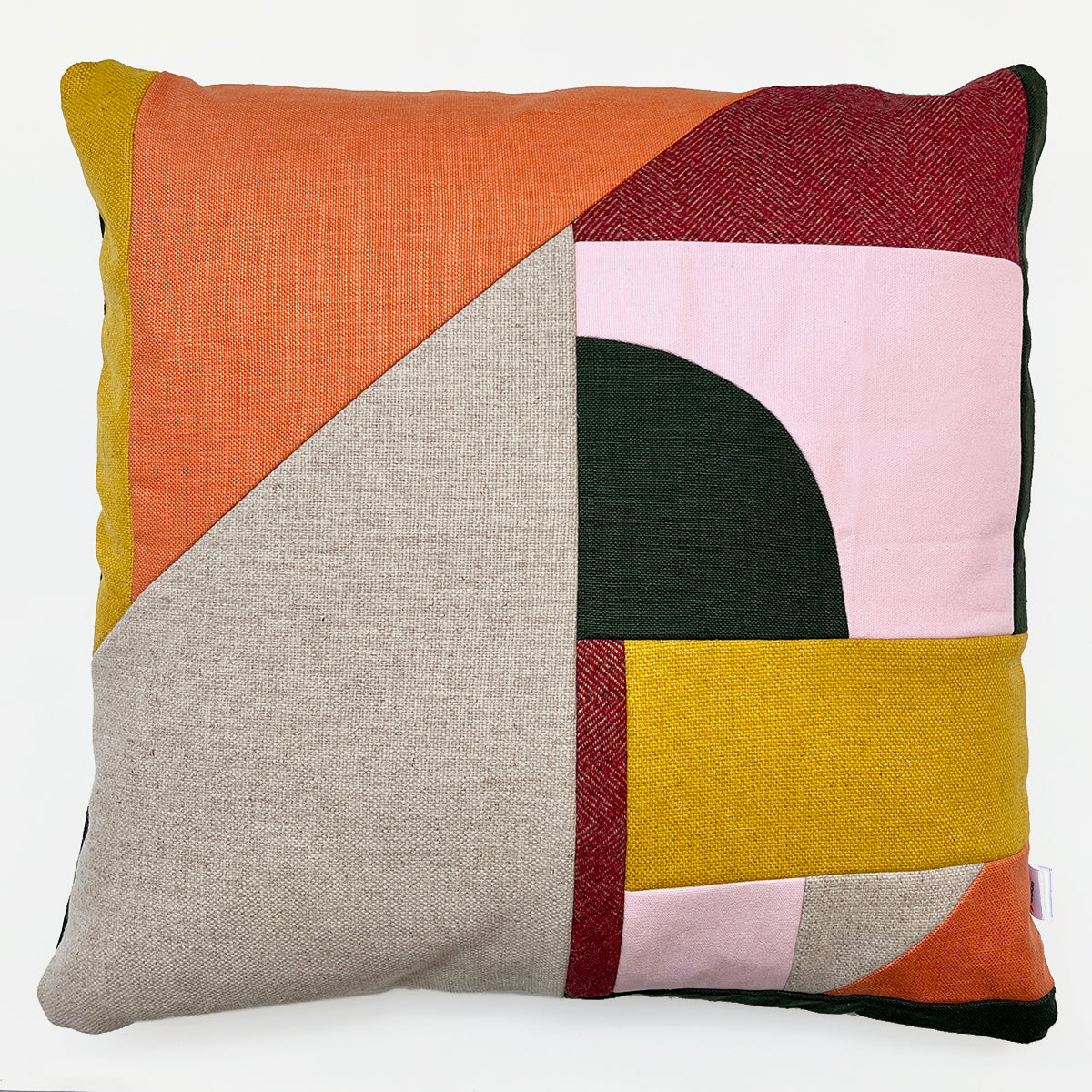 Patchwork Large Cushions - Red/Orange/Green/Mustard A