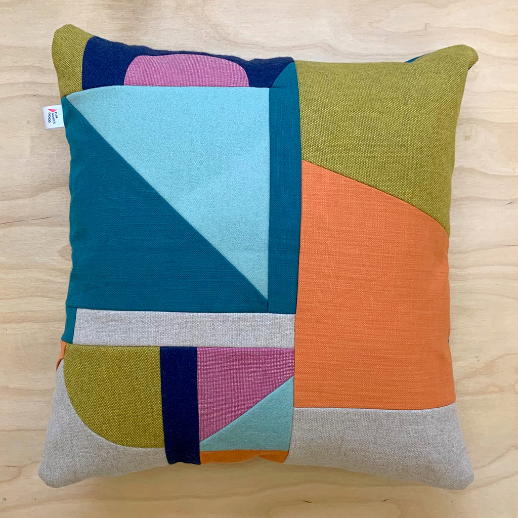Patchwork Large Square Cushions - Mint/ Pink/ Orange