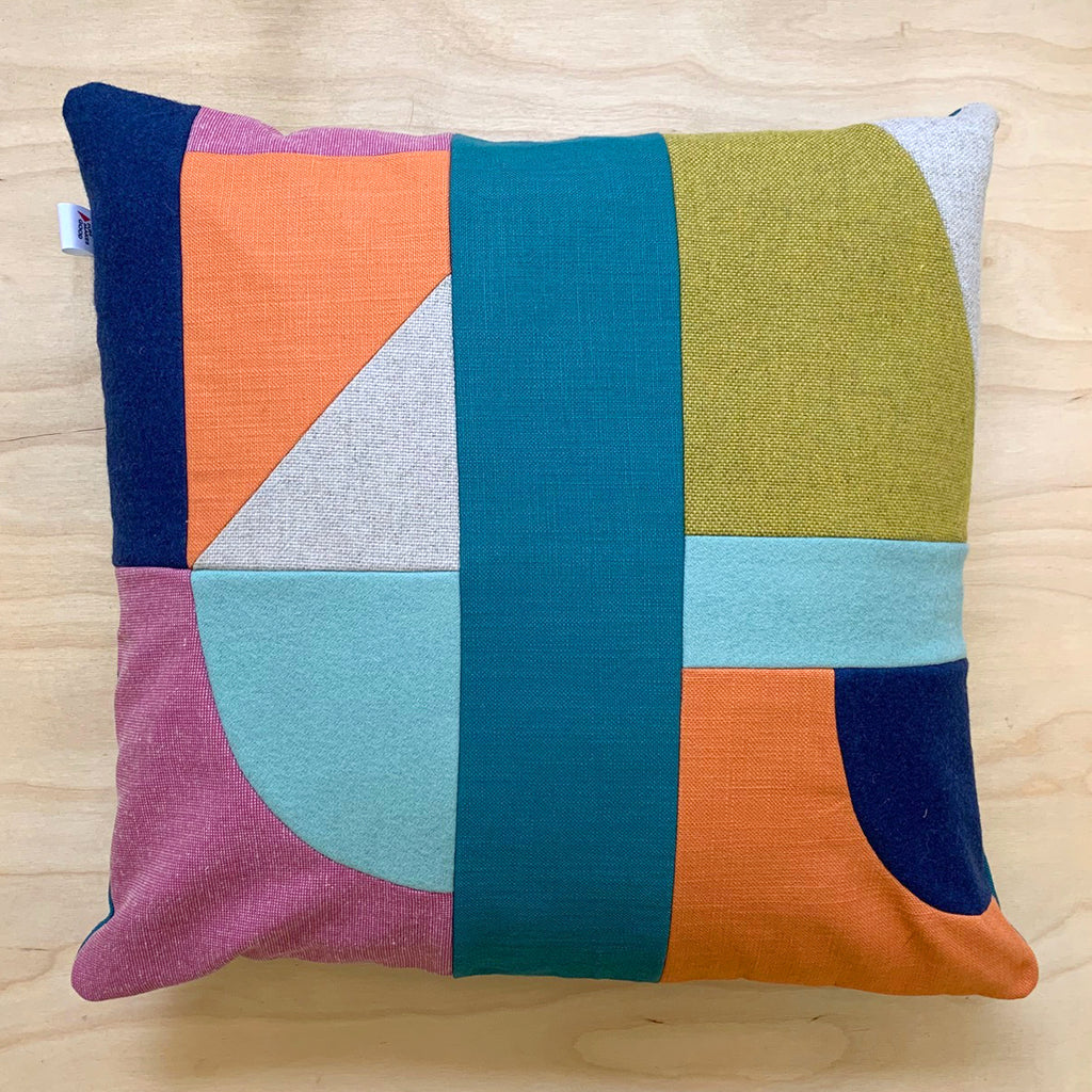 Patchwork Large Square Cushions - Mint/Pink/Orange
