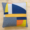 Patchwork Large Square Cushion - Orange/ Blue/ Mustard