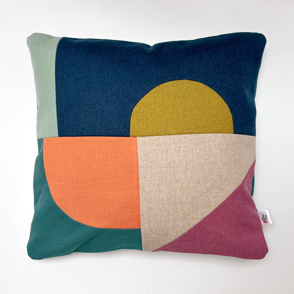 Patchwork Medium Cushion - Pink/Orange/Mint/Olive/Teal A