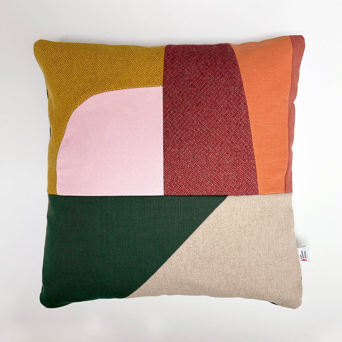 Patchwork Medium Cushion - Red/Orange/Green/Mustard A
