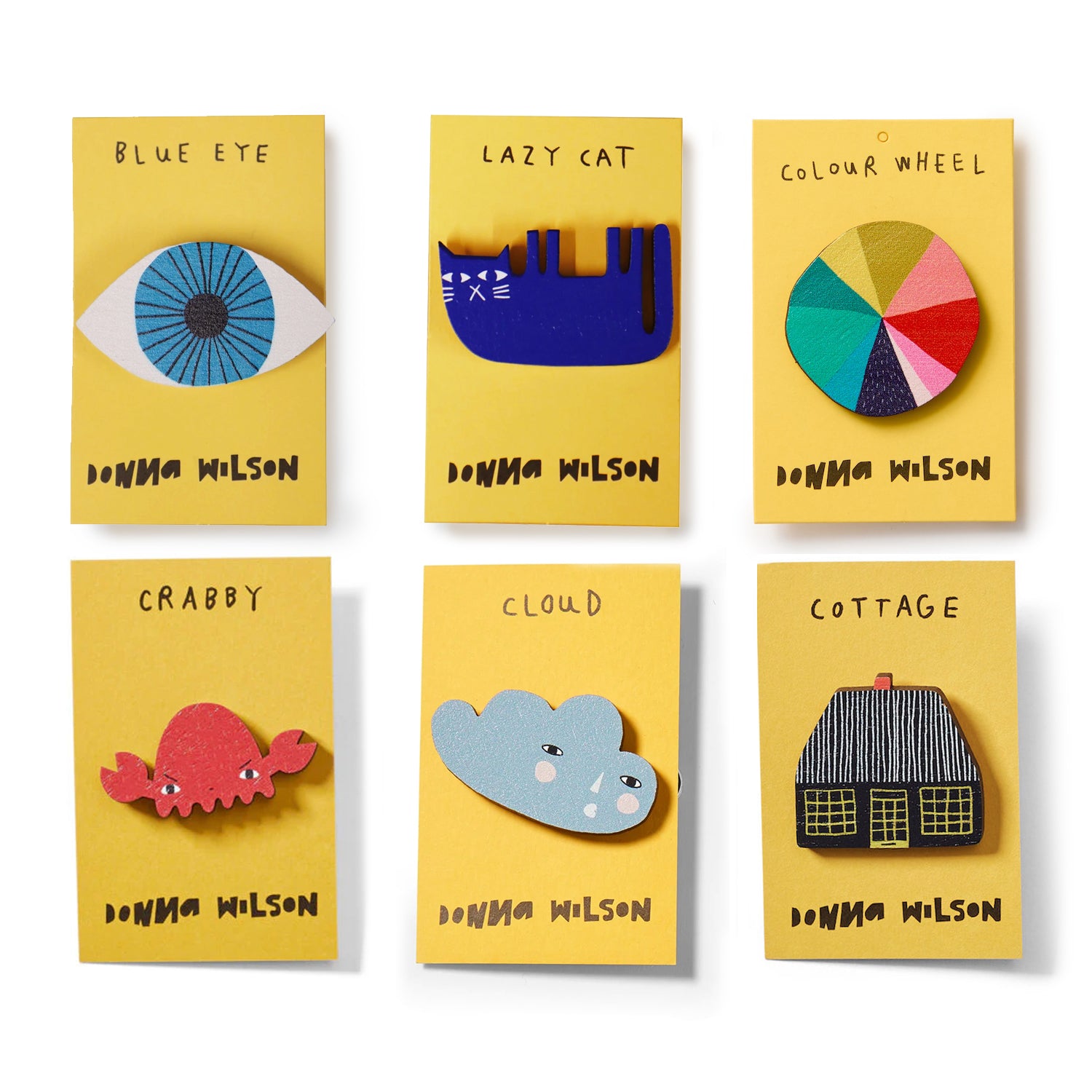 Donna Wilson Wooden Pin Badges