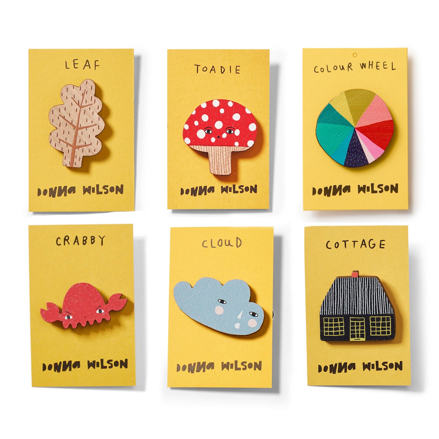Donna Wilson Wooden Pin Badges