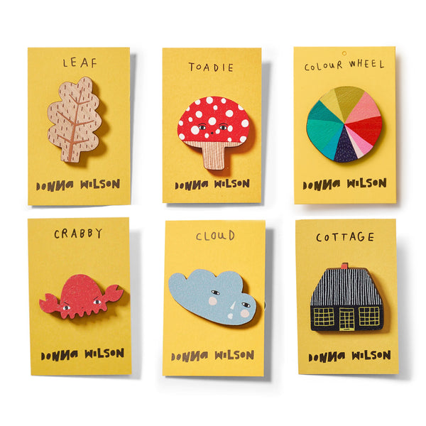 Donna Wilson Wooden Pin Badges
