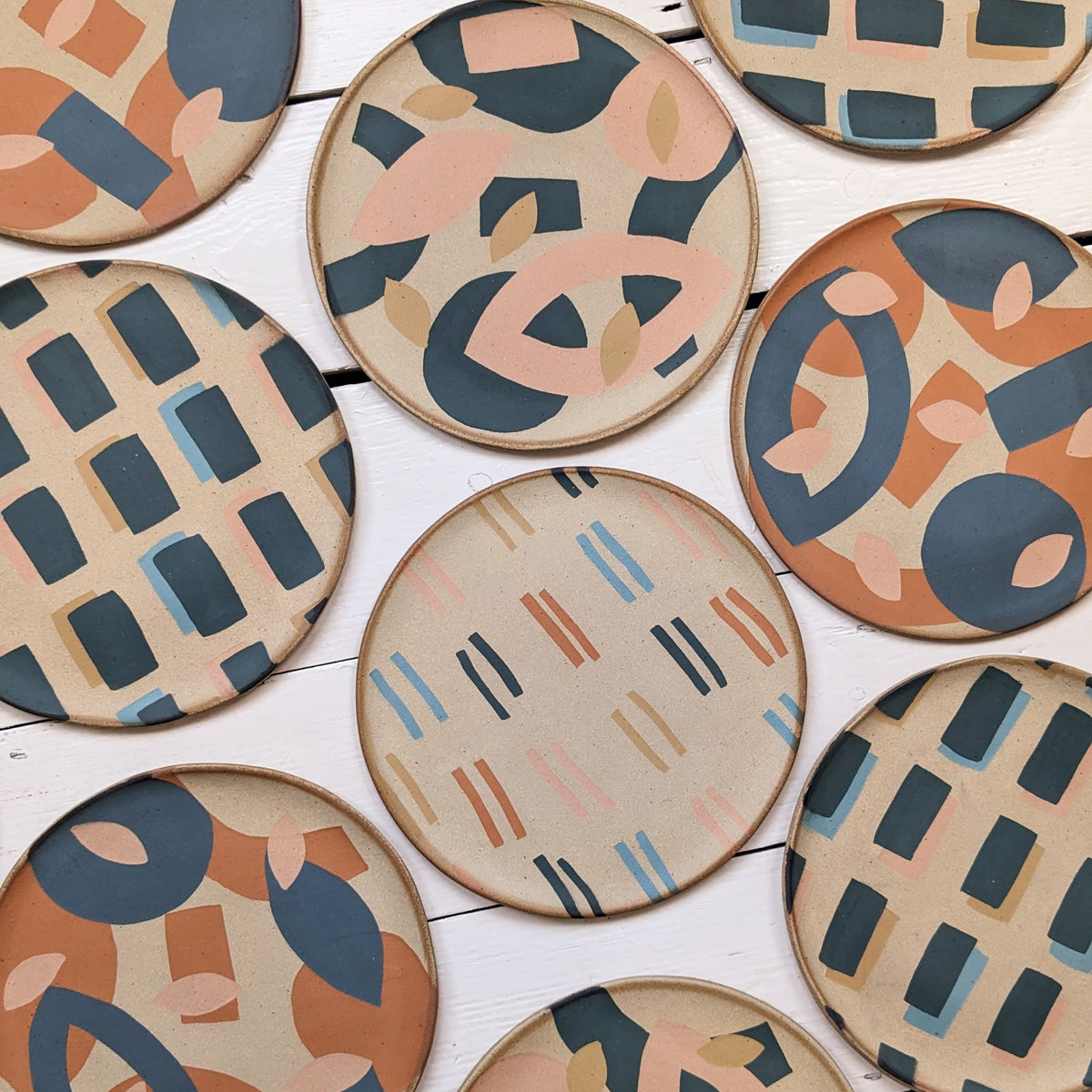 INLAY Plate / Green, Peach, Ochre