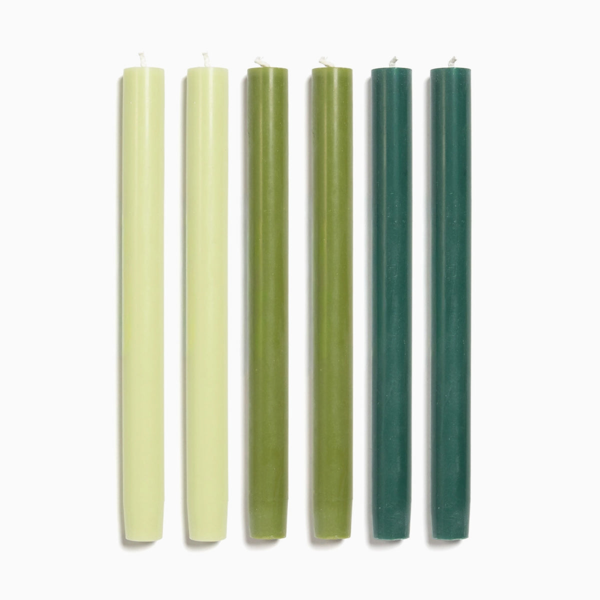 Solid Dinner Candles Set of 6 - Greens