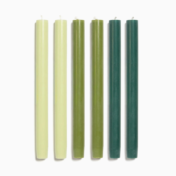 Solid Dinner Candles Set of 6 - Greens