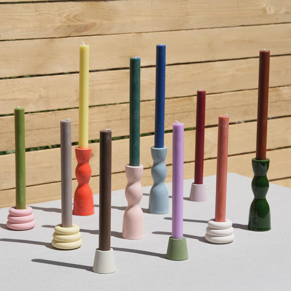 Solid Dinner Candles Set of 6 - Greens