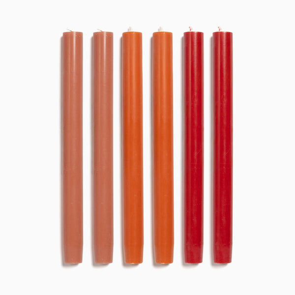 Solid Dinner Candles Set of 6 - Reds