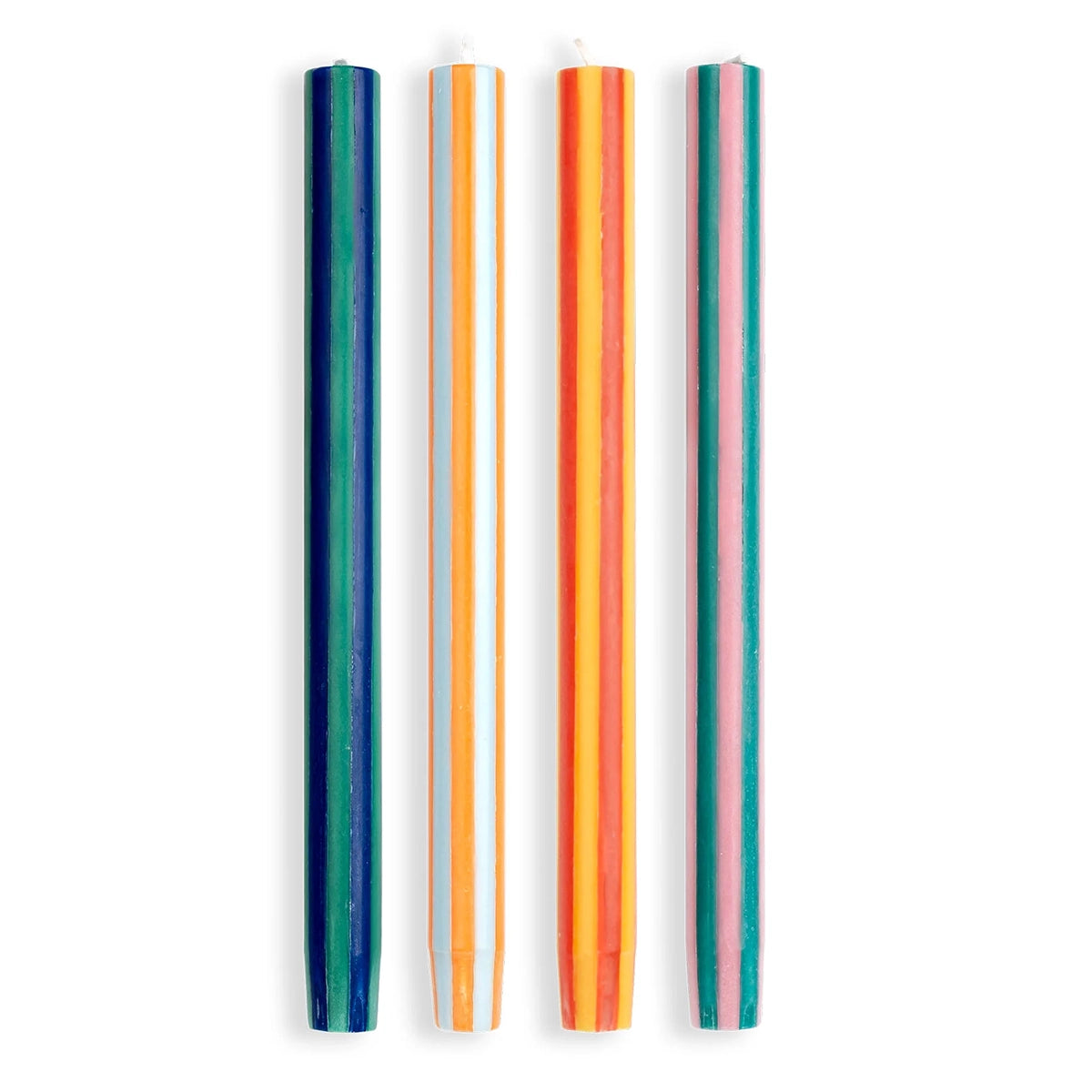 Dinner Candles Set of 4  - Contrast Stripes