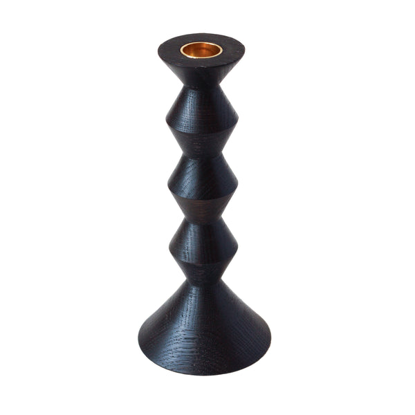 Stacked Ebonised Oak Candlestick