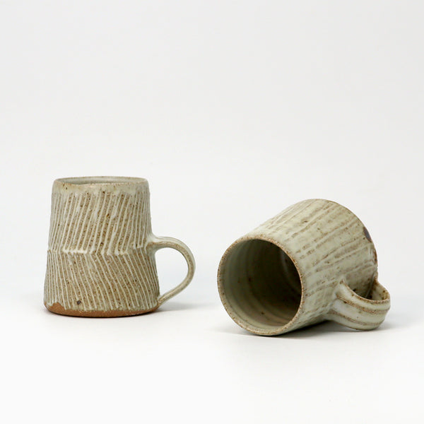Double Incised Tapered Mug - Cornish Stone & Dolomite glaze