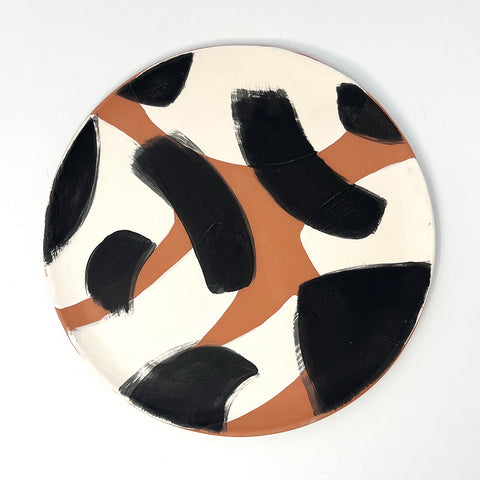 Terracotta Plate with Black and White Slip