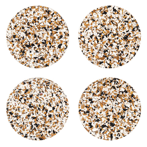 Black Speckled Round Cork Coasters - Set of 4