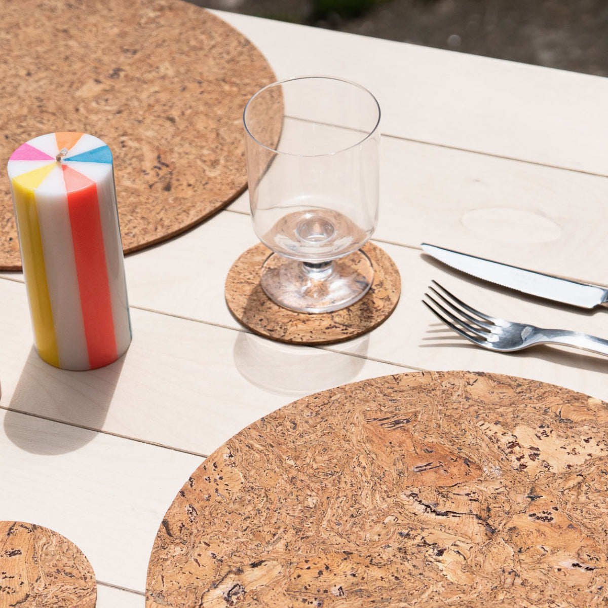 Round Cork Natural Coasters - Set of 4