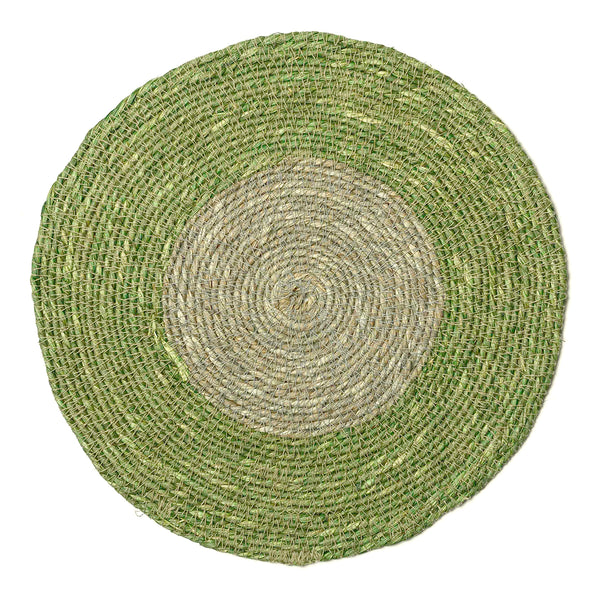 Seagrass Placemats Set of 2 - Dark Green / Grey