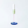 Glass Candlestick green/pink/blue