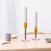 Glass Candlestick ambre/grey/purple