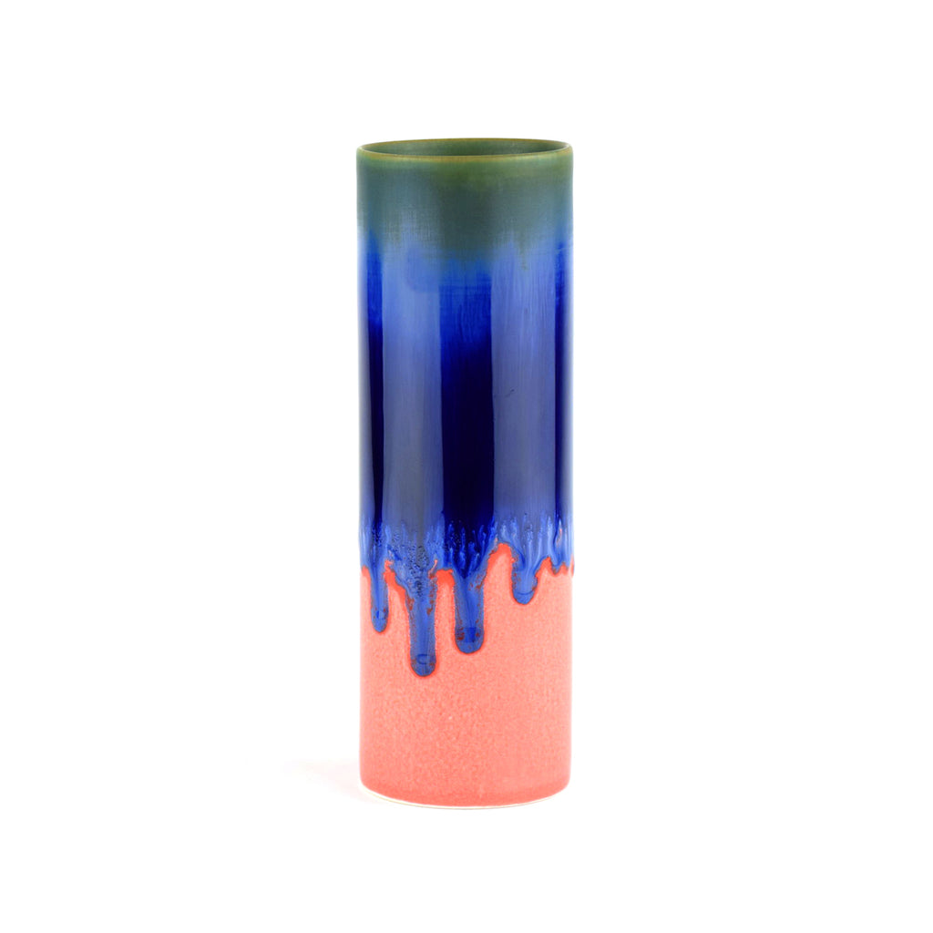 Cylinder Vase Blue/Coral