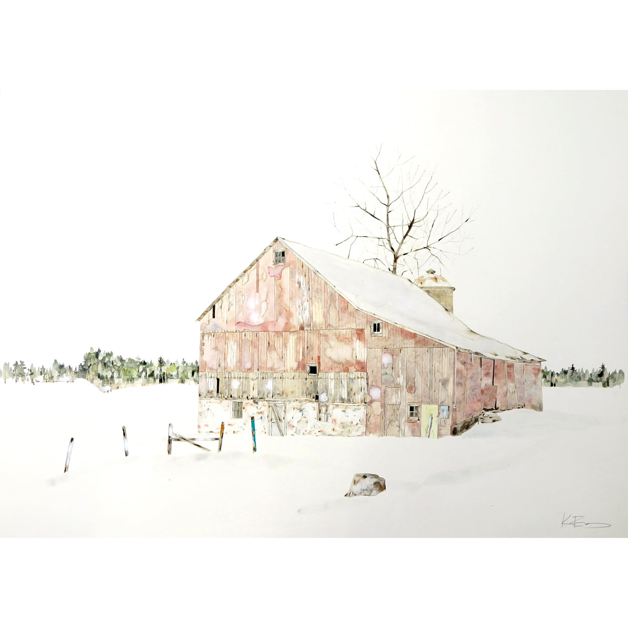 Pink Winter Barn