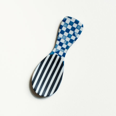 Small Porcelain Spoon Black and Blue