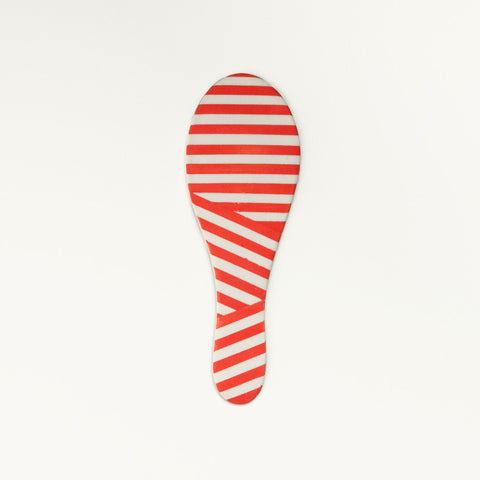 Small Flat Porcelain Spoon Black and Red