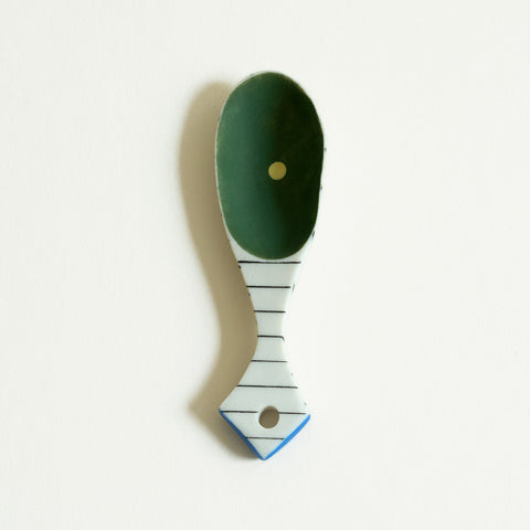 Small Porcelain Spoon Green, Blue & Yellow