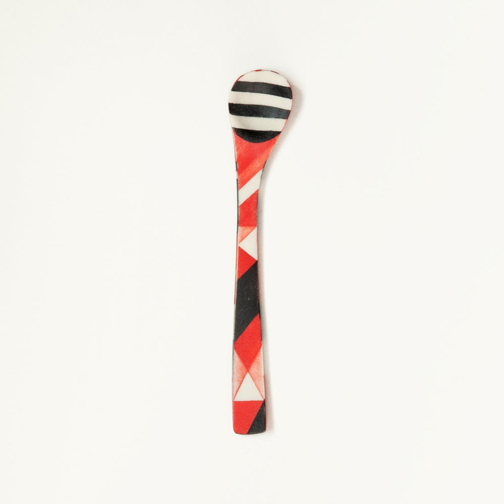 Small Porcelain Spoon Black and Red