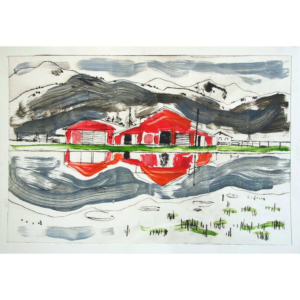Red Farm by the Paddy Field