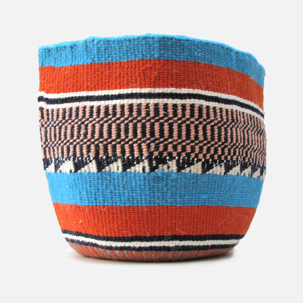 Woven Basket - Blue / Orange / Pink