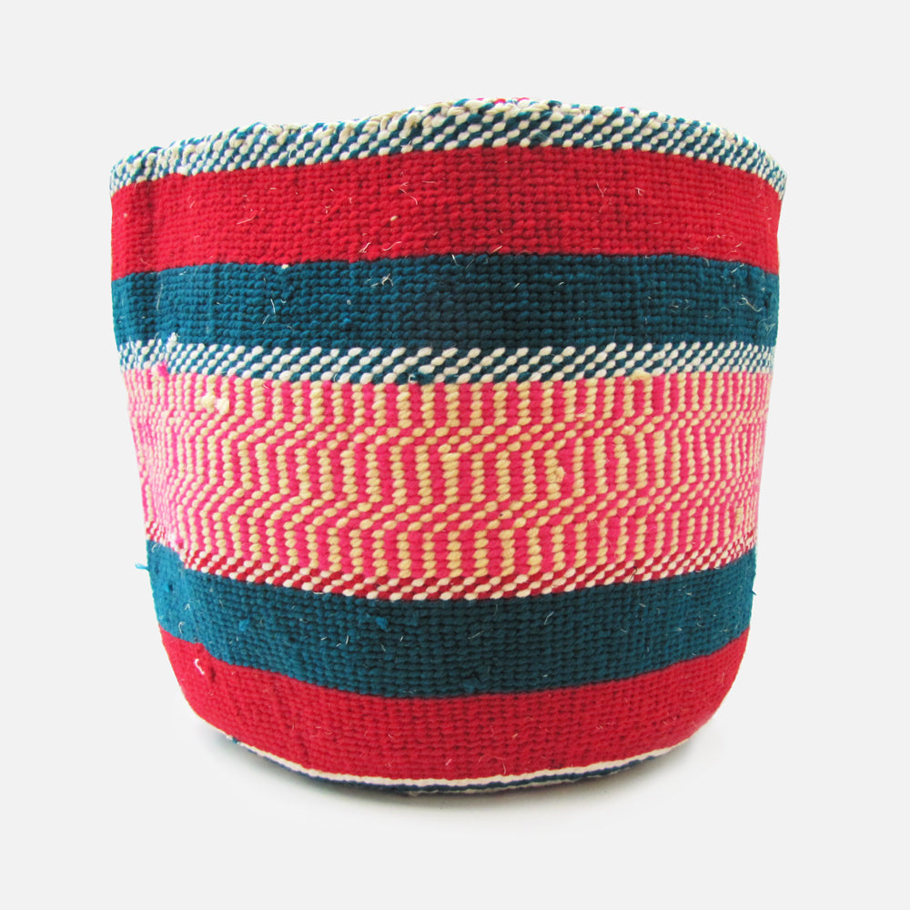 Woven Basket - Green / Red / Pink